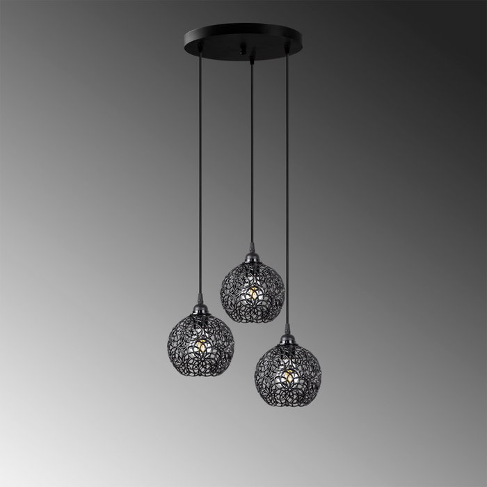 Opviq Lámpara de Araña de Metal Negro con Altura Ajustable Opviq Lámpara de Araña de Metal Negro con Altura Ajustable